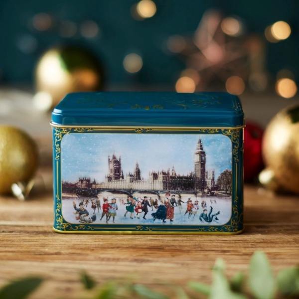New English Teas Victorian Christmas Skaters Tea Tin with 40 English Afternoon Teabags